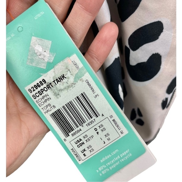 NWT Stella Sport Adidas Echo Pink Leopard Print Tank Top w/Built in Bra Size XS - Picture 6 of 7